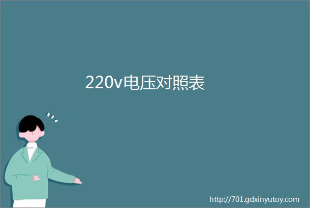 220v电压对照表